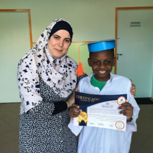 professora Safaa e aluno Yasser ibin sheikh Qaedo
