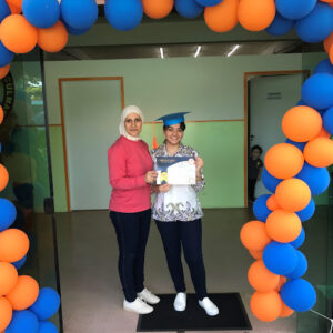 professora Shaza e aluna Lina Kassem Sleiman